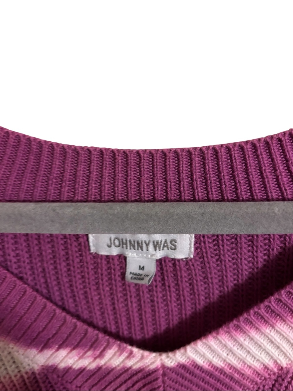 Johnny Was Pink Tie Dye Striped V-Neck Cotton Sweater Medium - Picture 3 of 6